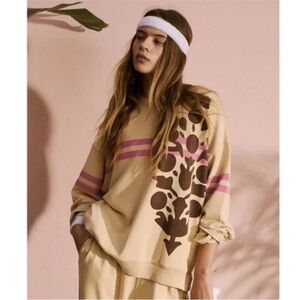 Free People All Star Buti Logo Pullover Sweatshirt in Pink Sand Combo -XS